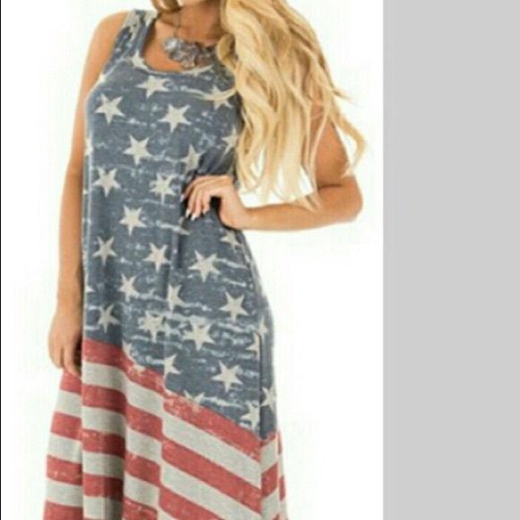 Patriotic Flag Maxi Dress - Picture 1 of 10